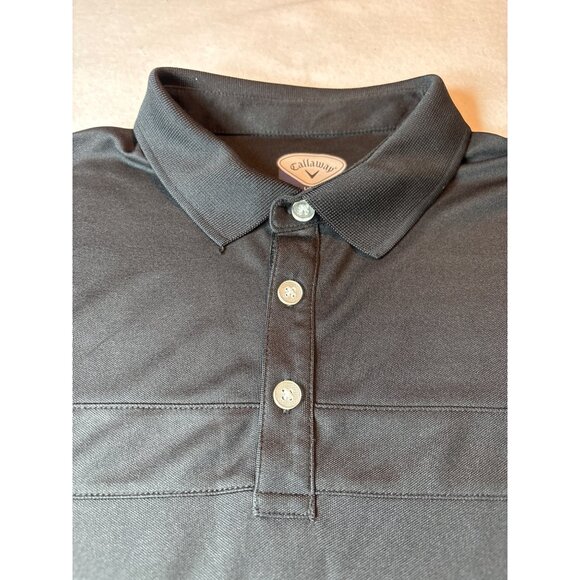 Callaway Mens Polo Shirt L Black Polyester Short Sleeve Golf Apparel - Picture 4 of 11